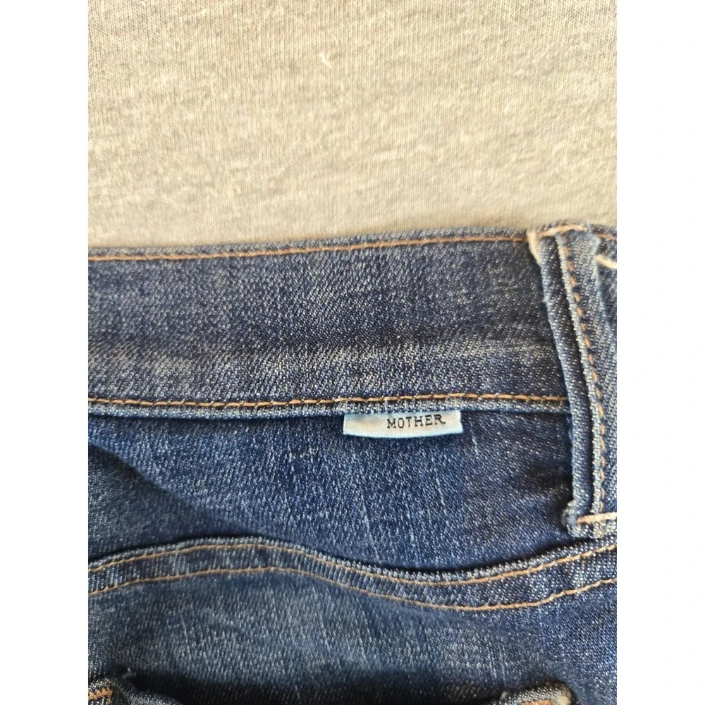 Mother Stunner Zip Ankle Step‎ Fray Jeans Sweeping Racer Womens Size 25 Blue